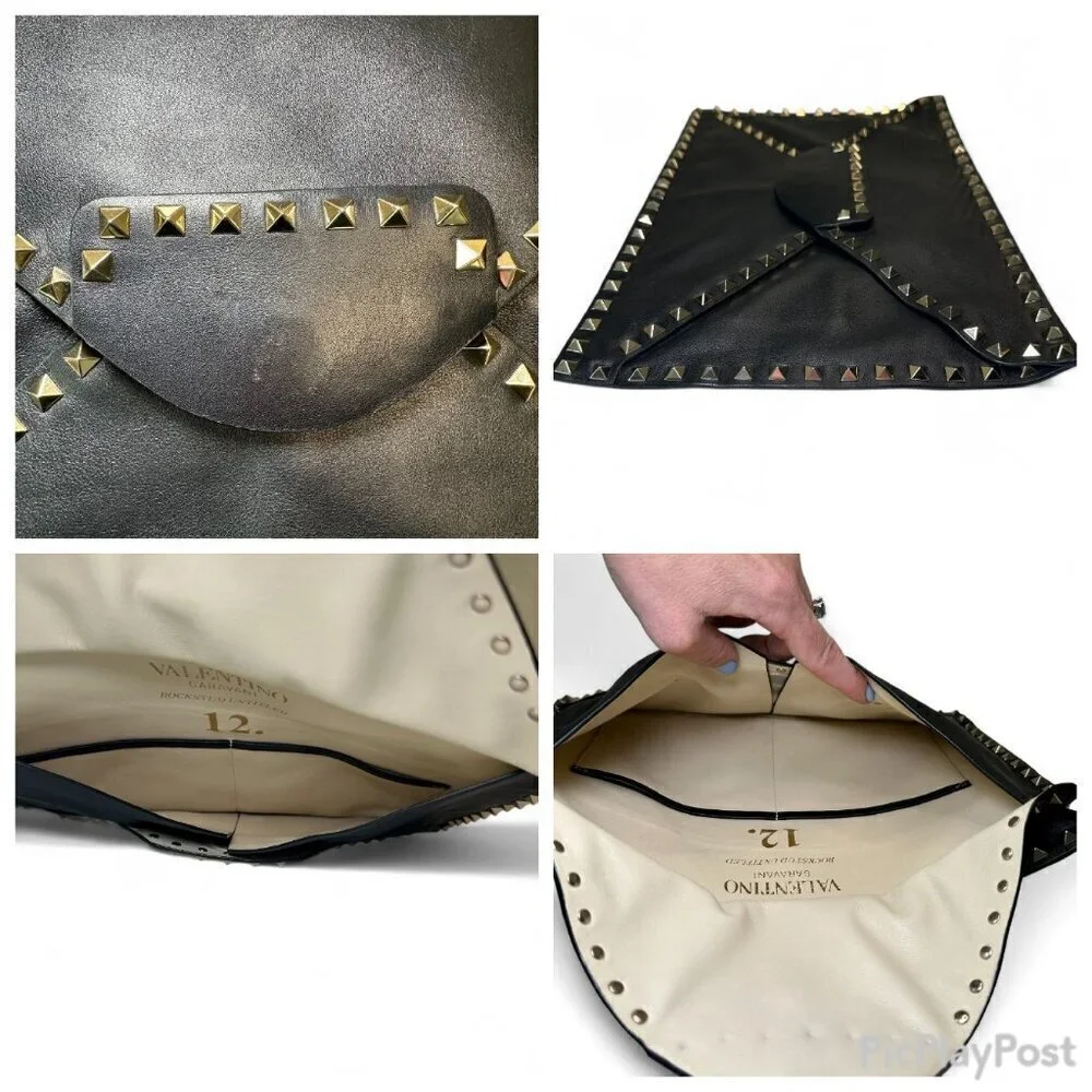 Valentino Garavani Rockstud Untitled 12 Clutch, Black, Unisex
